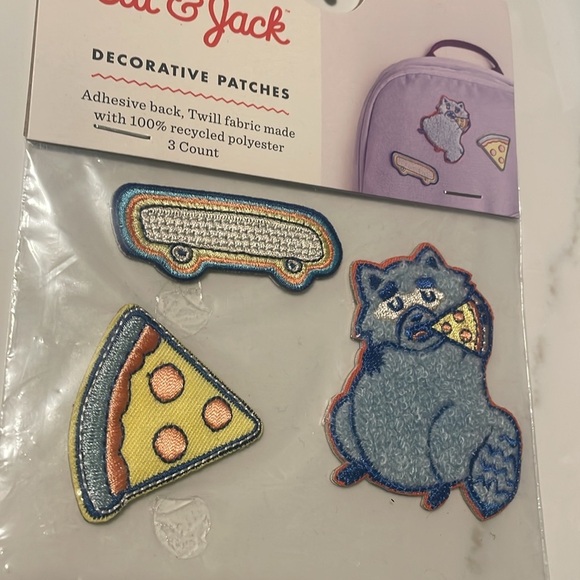 Cat & Jack decoration Patches pizza skateboard cat New adhesive back Lot‎ of 3 - Picture 7 of 7